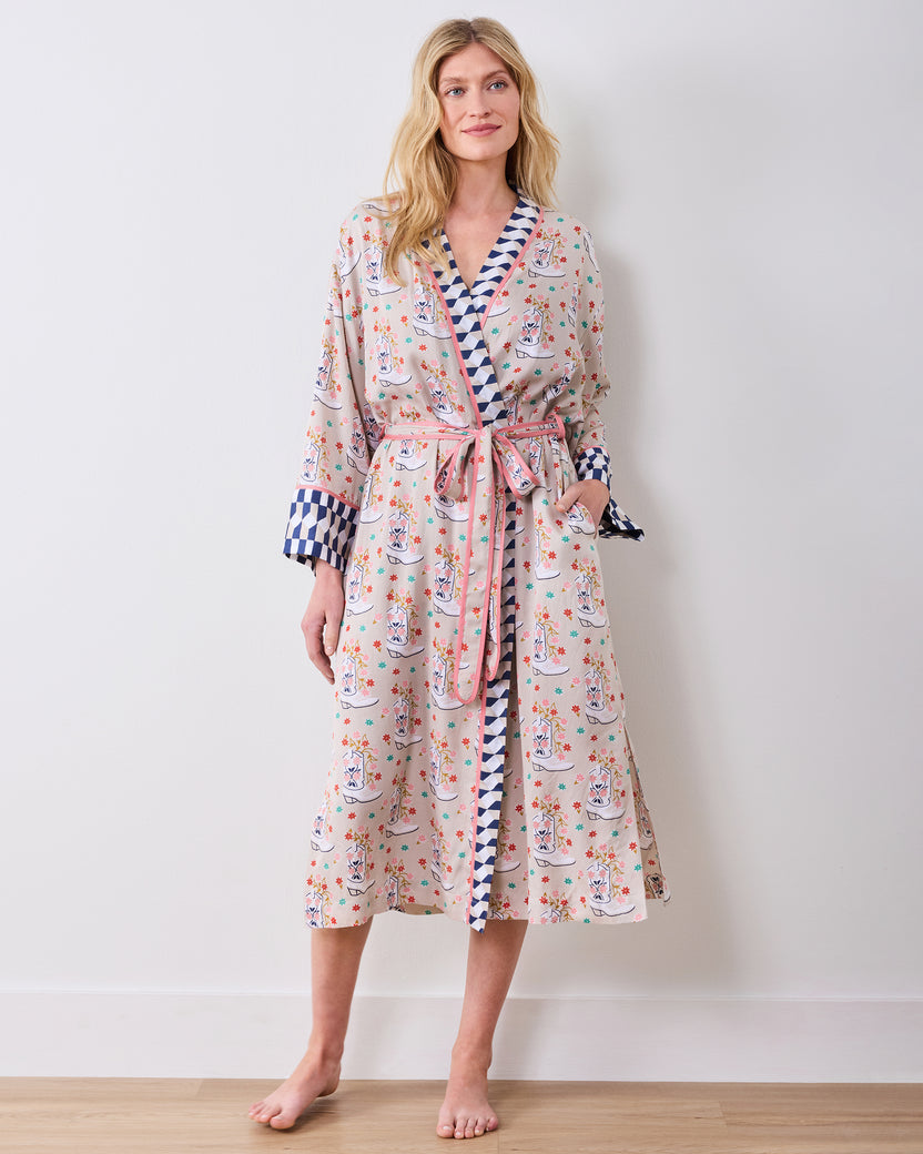 Rhinestone Cowgirl - Eco Satin Robe - Desert Sand