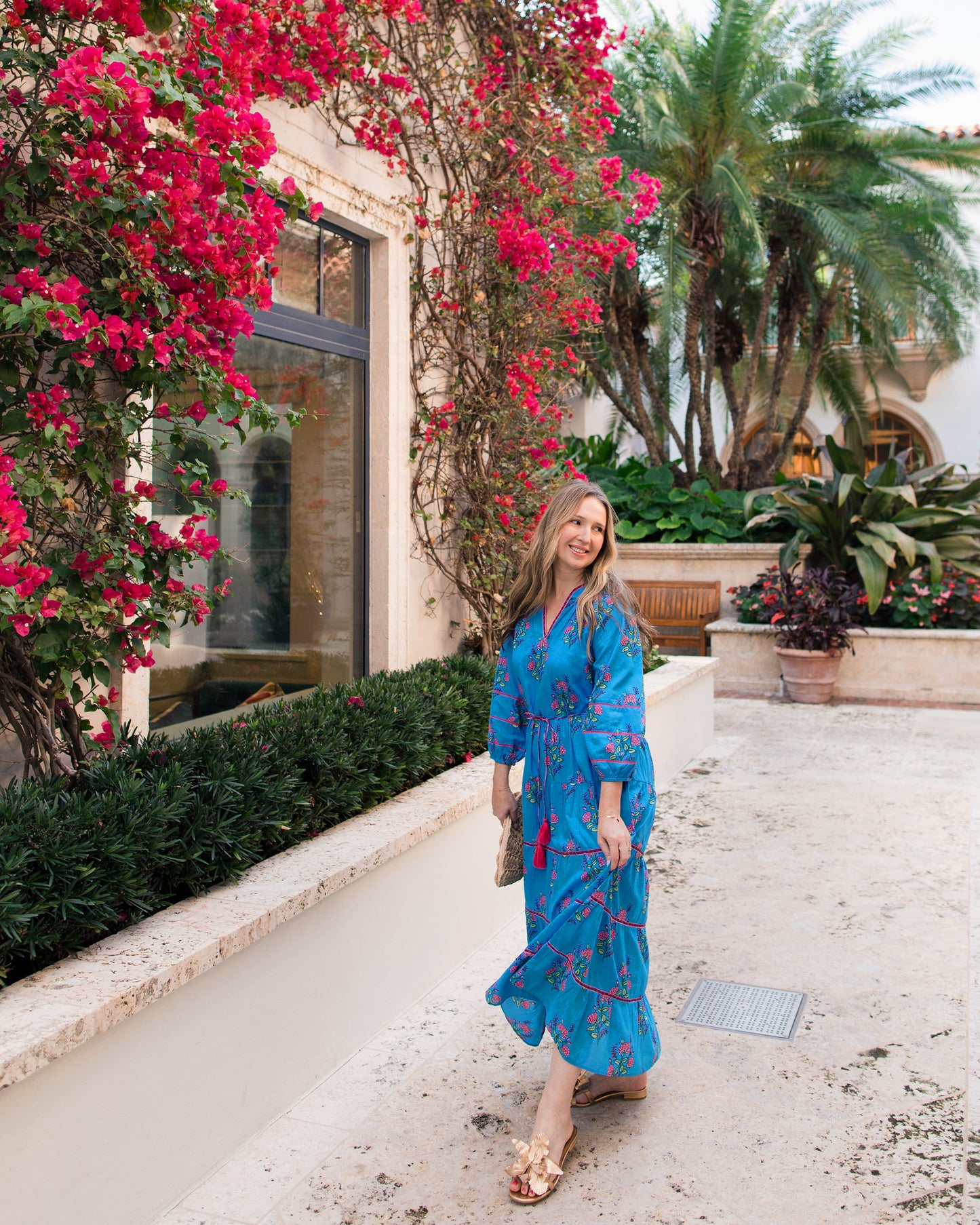 Salt Air Flowers - Main Street Dress - Summer Blue - Printfresh