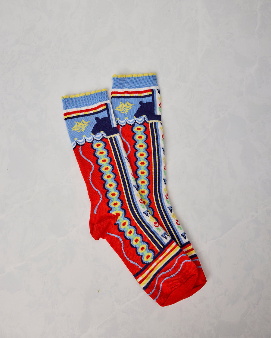 Multi - Dala Horse Socks - Scandanavian Specialties