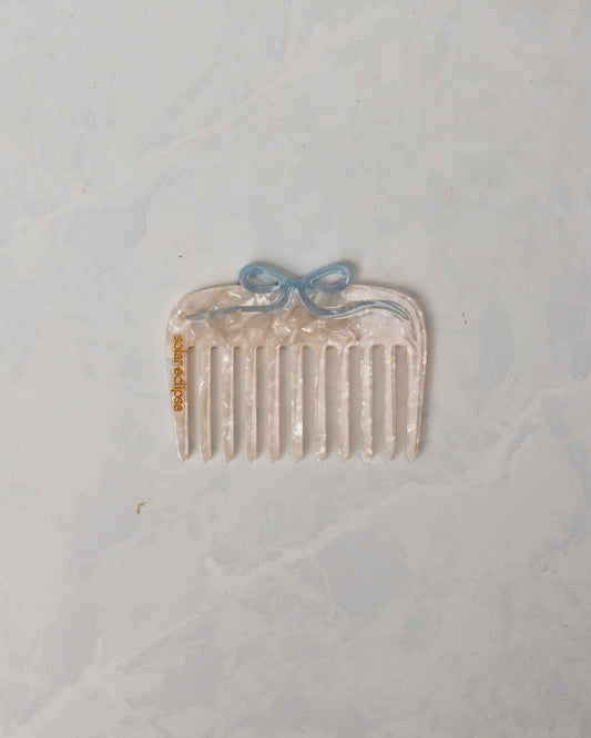 White - Hand Painted Something Blue Pocket Comb - Solar Eclipse