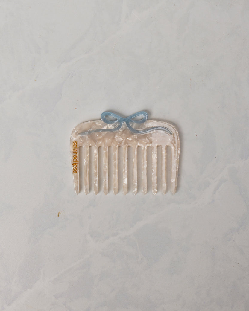 White - Hand Painted Something Blue Pocket Comb - Solar Eclipse