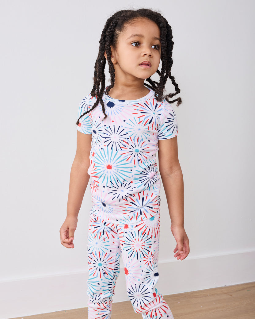 Sparks Fly - Kids Organic Pima Short Sleeve PJ Set - Cloud