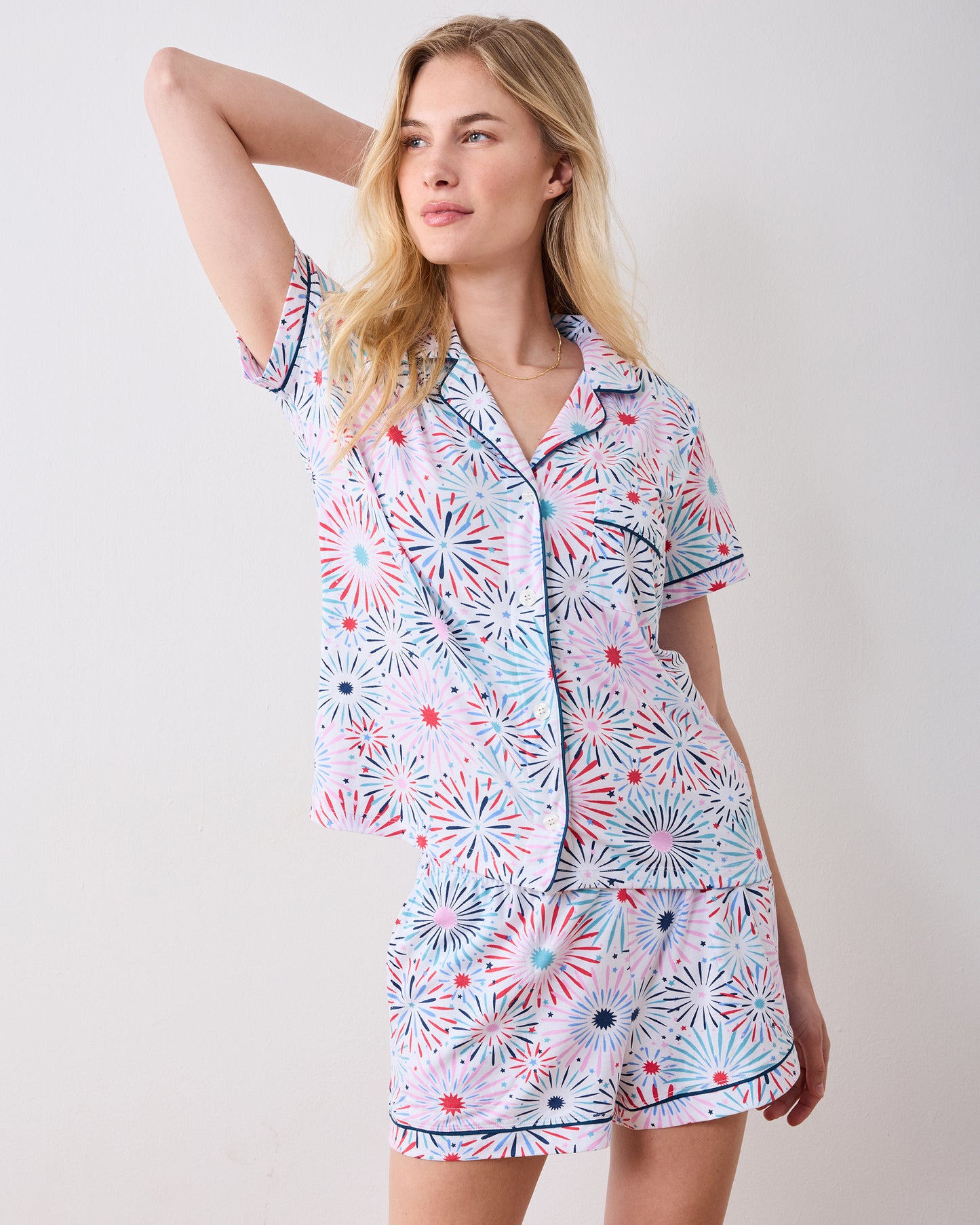 Sparks Fly - Organic Pima Modal Knit Short PJ Set - Cloud