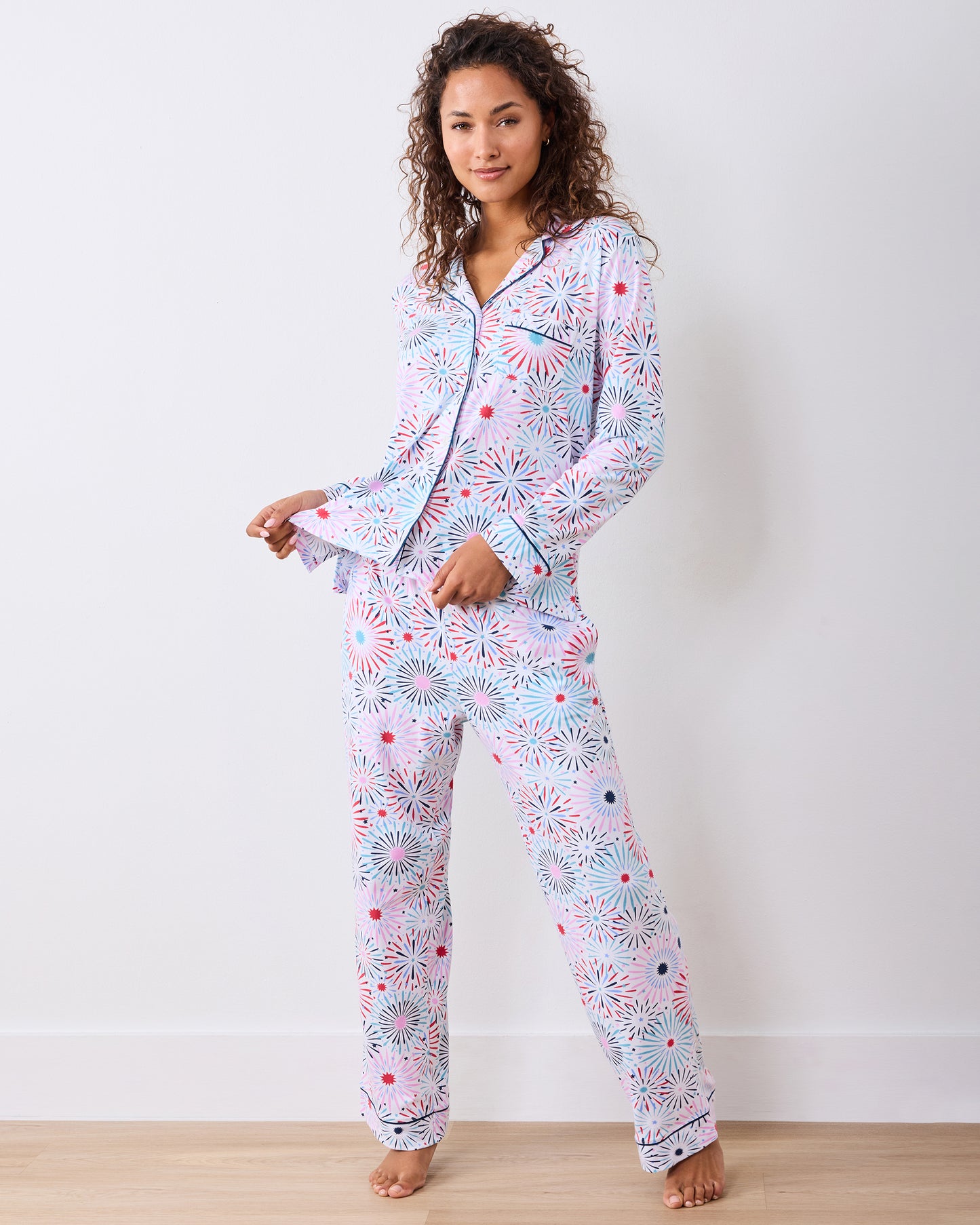 Sparks Fly - Organic Pima Modal Knit Long PJ Set - Cloud