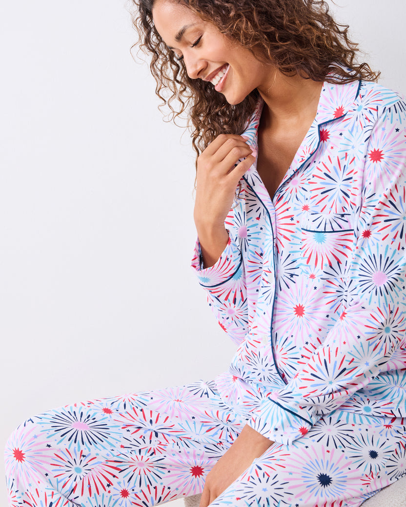 Sparks Fly - Organic Pima Modal Knit Long PJ Set - Cloud