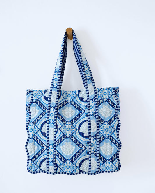 Tide & Tile - Scalloped Tote Bag - Seashell Blue - Printfresh