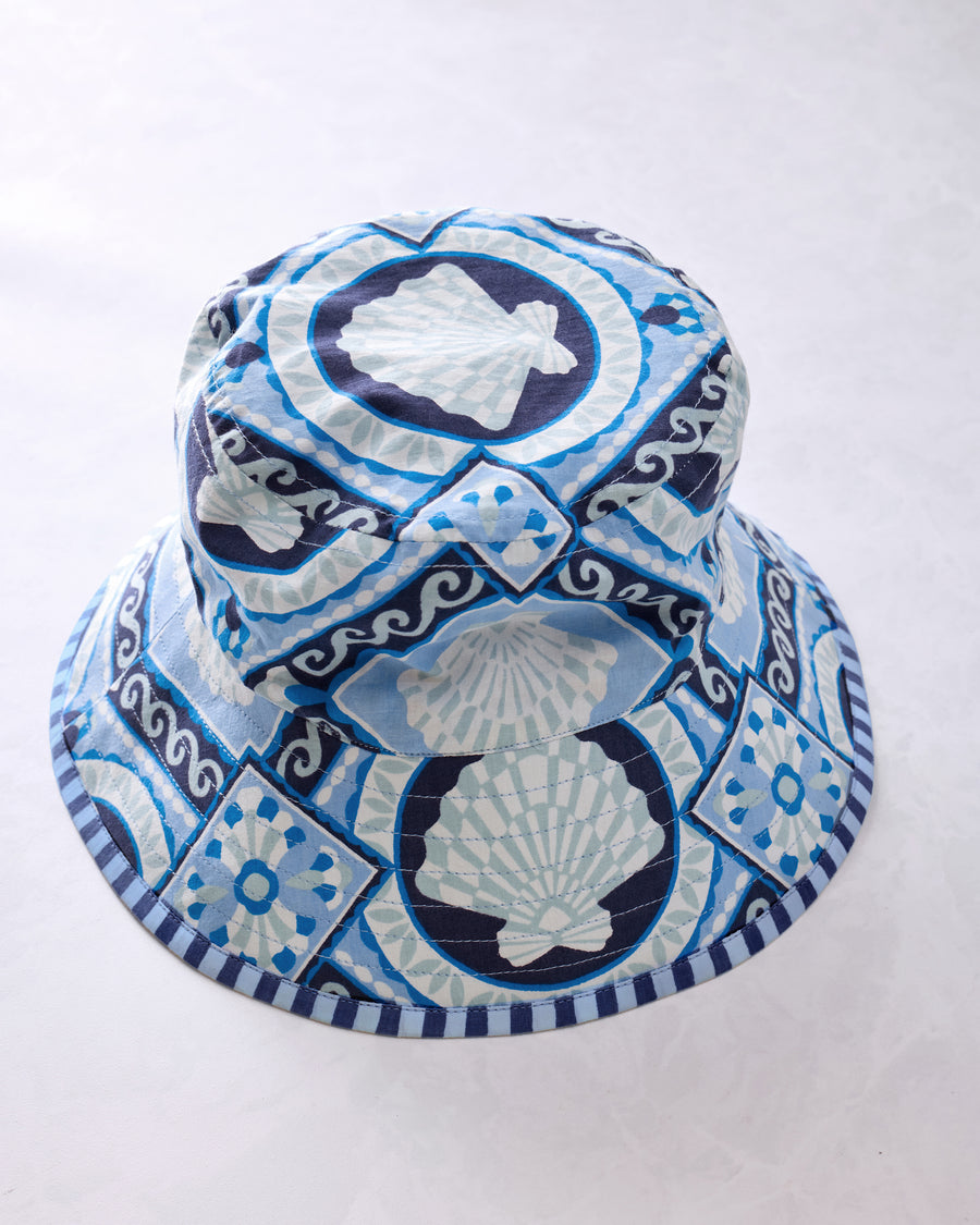 Tide & Tile - Scalloped Tote & Bucket Hat Bundle - Seashell Blue - Printfresh