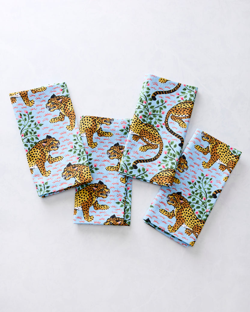 Bagheera - Dinner Napkins Set Of 4 - Pale Blue - Printfresh