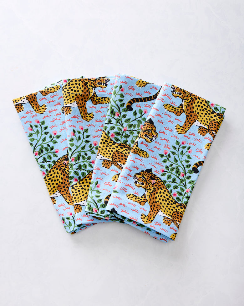 Bagheera - Dinner Napkins Set Of 4 - Pale Blue - Printfresh