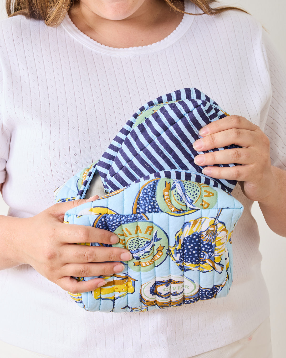Champagne & Caviar - Three's Best Pouch Set - Pale Blue - Printfresh