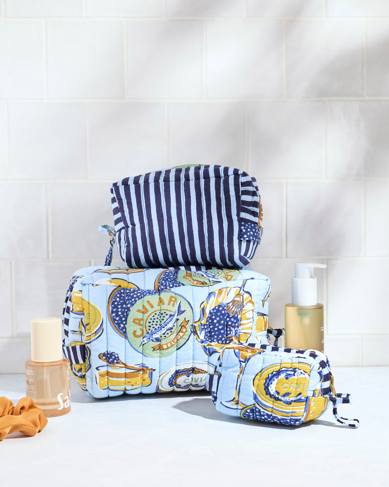 Champagne & Caviar - Three's Best Pouch Set - Pale Blue - Printfresh