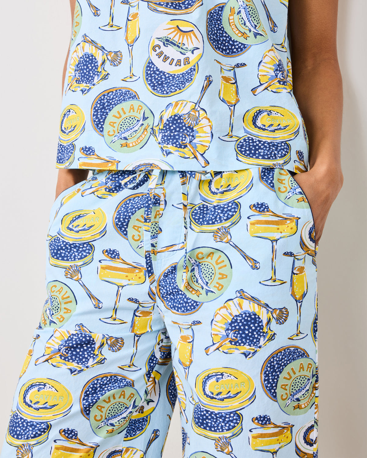 Champagne & Caviar - Cami Cropped Set - Pale Blue - Printfresh