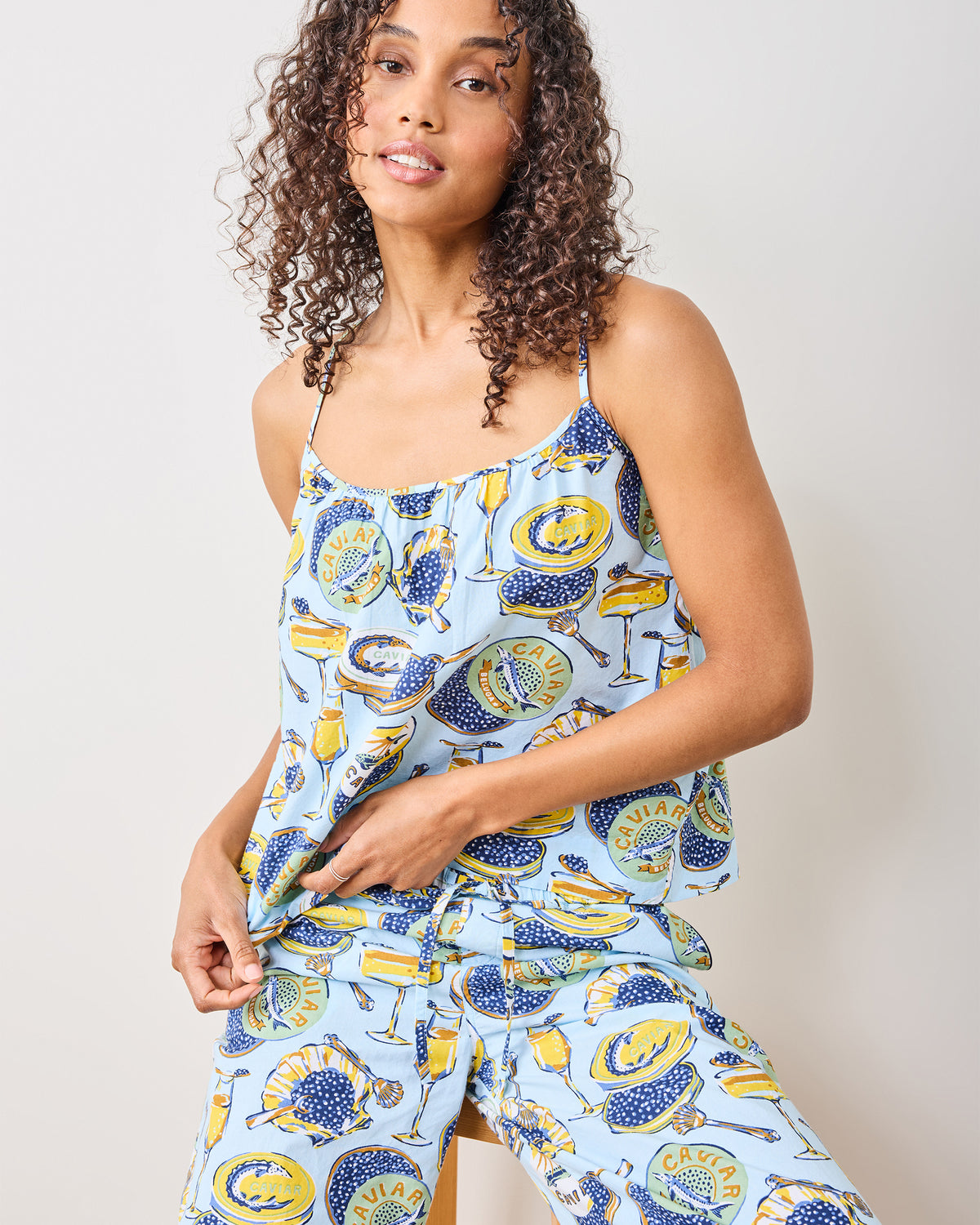 Champagne & Caviar - Cami Cropped Set - Pale Blue - Printfresh