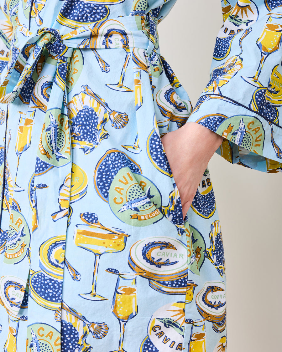 Champagne & Caviar - Getting Ready Robe - Pale Blue - Printfresh