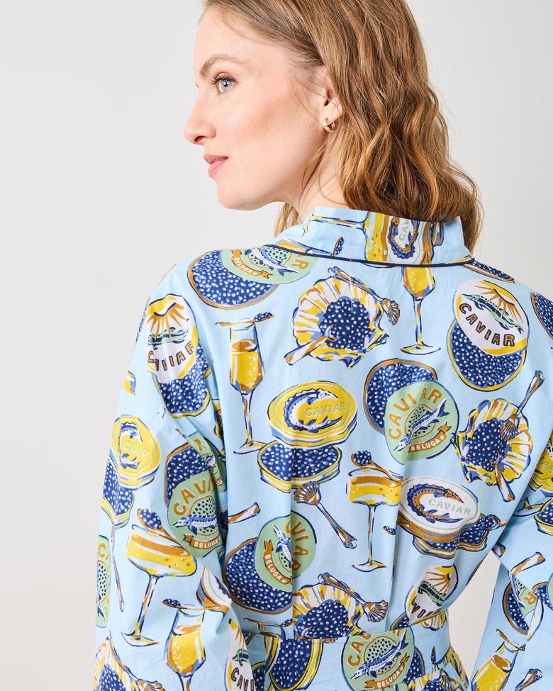 Champagne & Caviar - Getting Ready Robe - Pale Blue - Printfresh