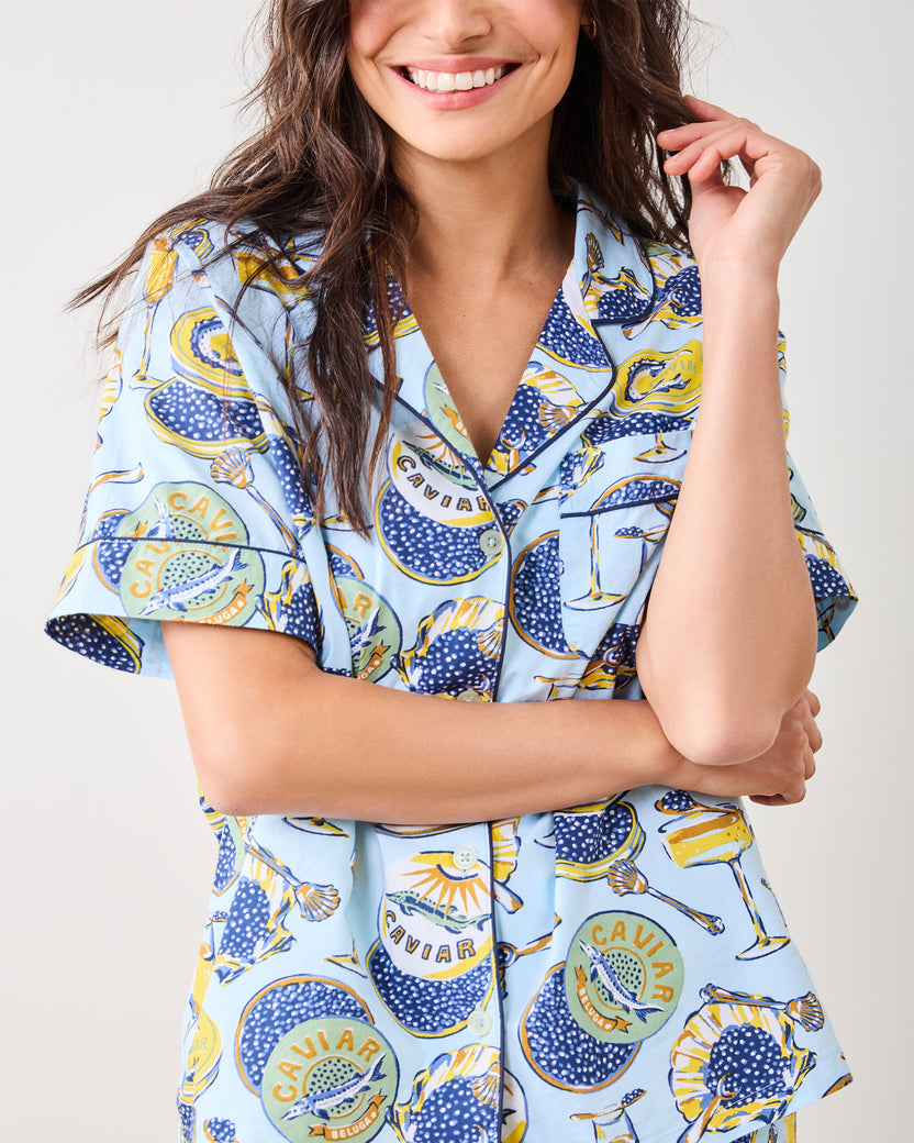 Champagne & Caviar - Short PJ Set - Pale Blue - Printfresh