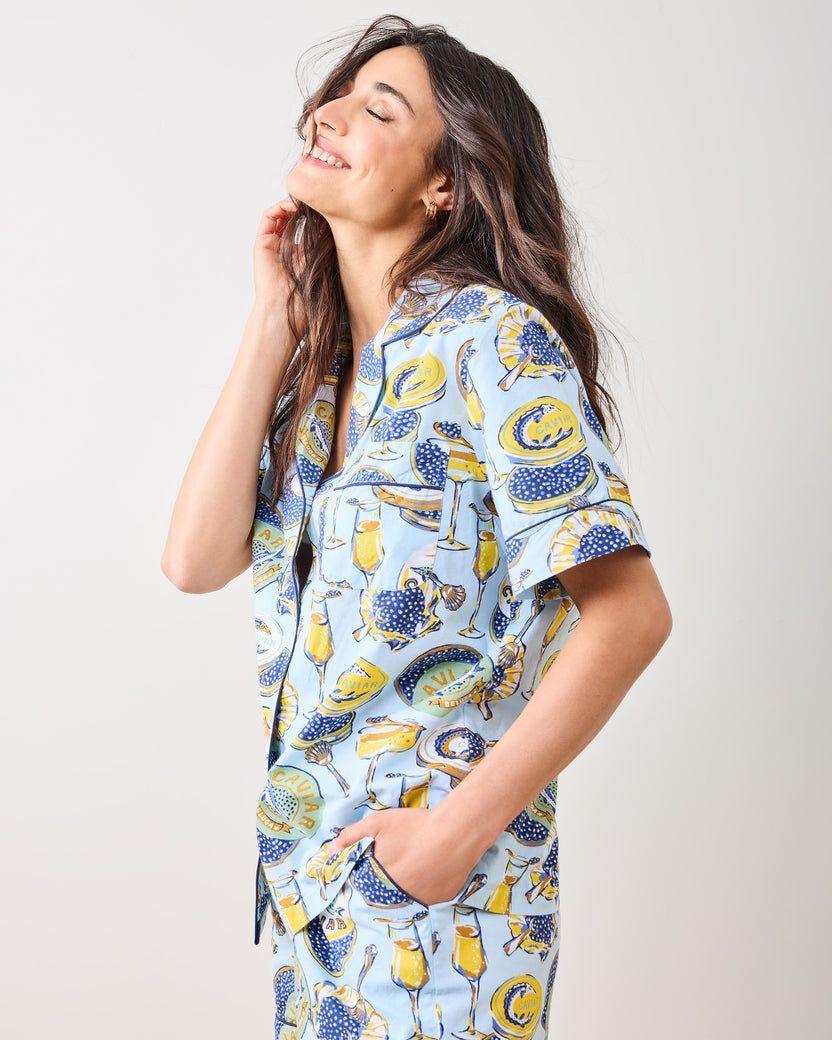 Champagne & Caviar - Short PJ Set - Pale Blue - Printfresh