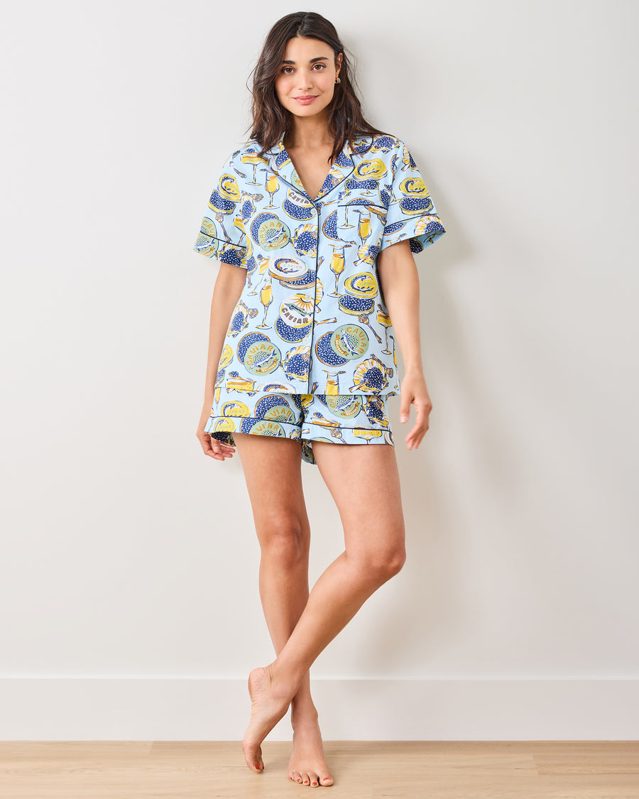 Champagne & Caviar - Short PJ Set - Pale Blue - Printfresh