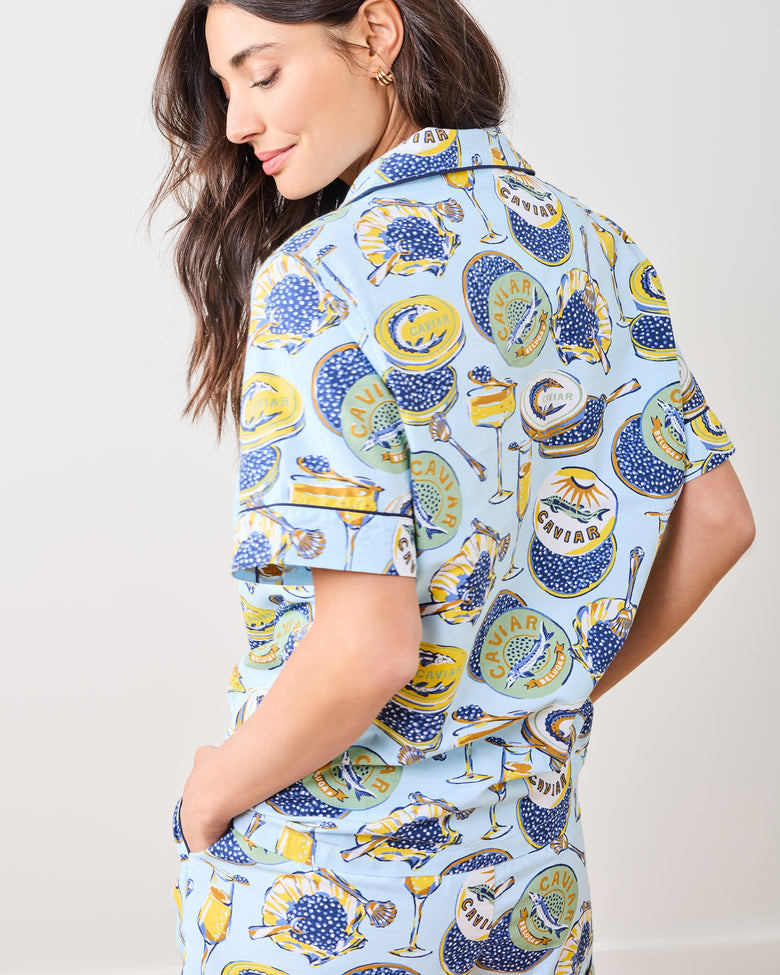 Champagne & Caviar - Short PJ Set - Pale Blue - Printfresh