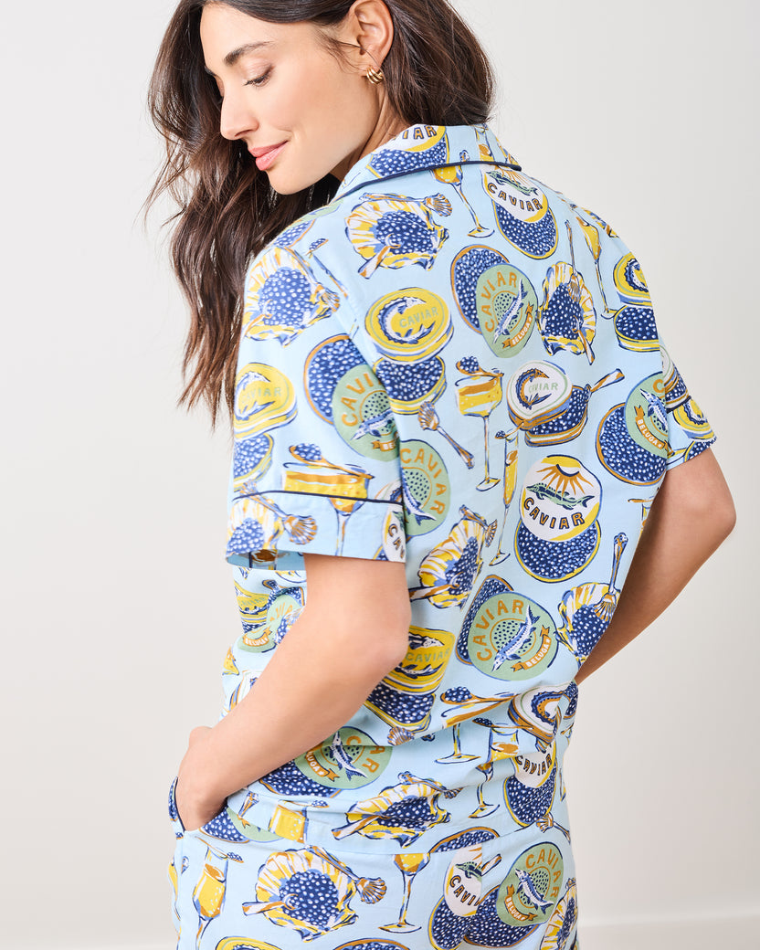 Champagne & Caviar - Short PJ Set - Pale Blue - Printfresh