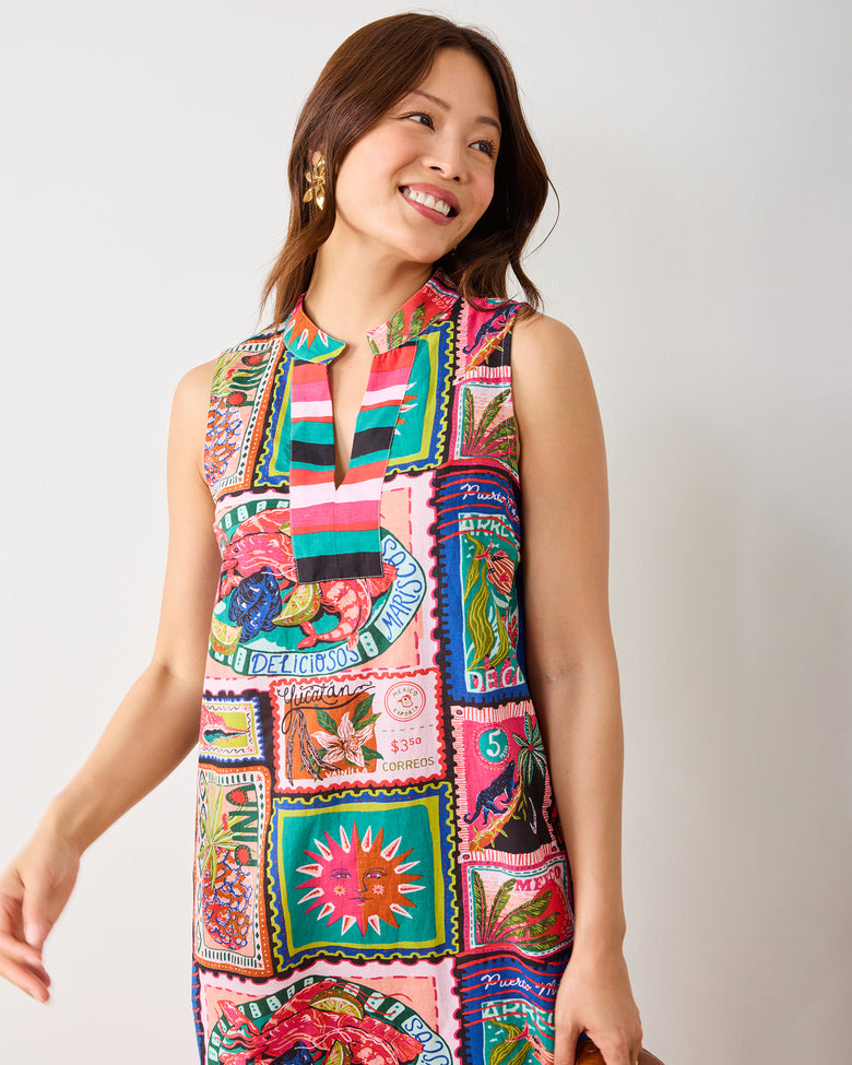 Colorful Coast - Ocean View Long Tunic Dress - Ink - Printfresh