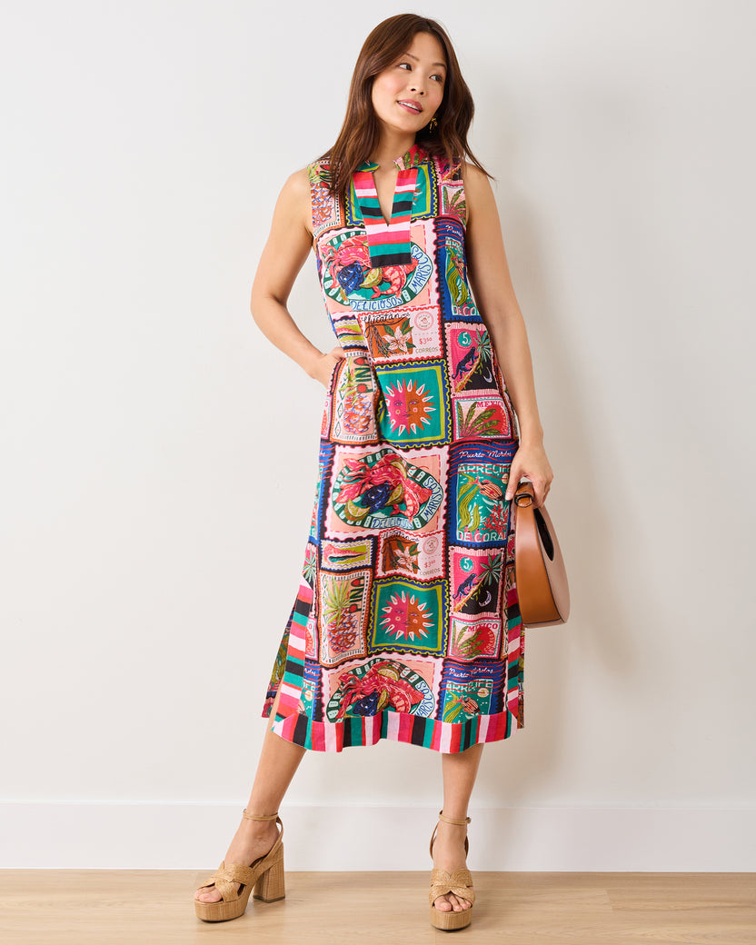 Colorful Coast - Ocean View Long Tunic Dress - Ink - Printfresh