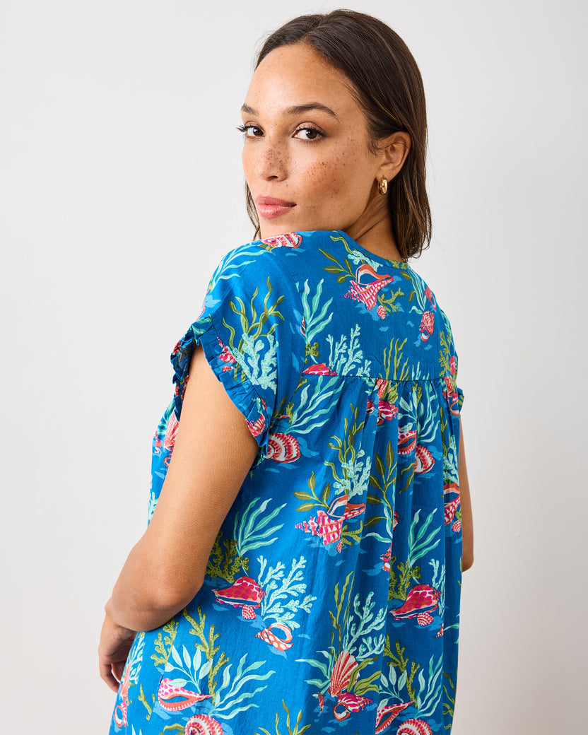 Coral & Conch - Pintuck Nightgown - Ocean Breeze - Printfresh