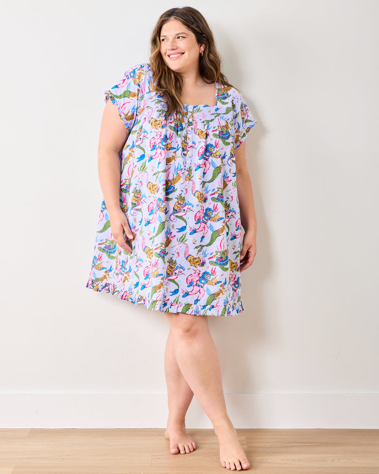 Deep Sea Divers - Pintuck Nightgown - Lavender Sorbet - Printfresh