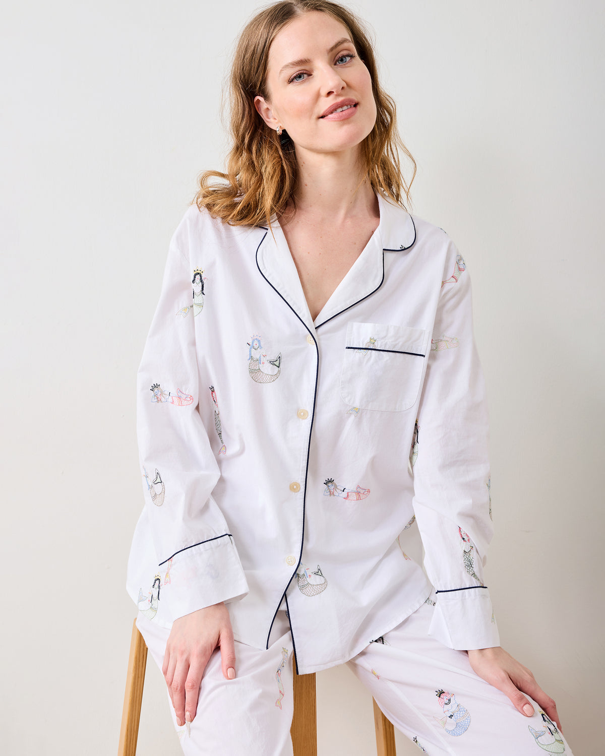 Daughters of Triton - Long PJ Set - Cloud - Printfresh