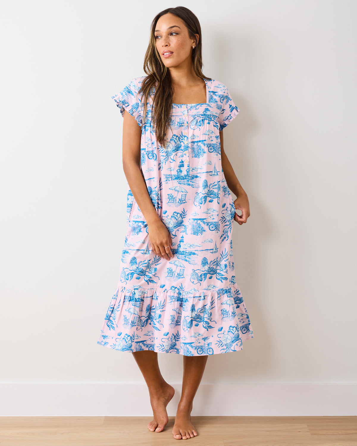 Mermaid Toile - Daylight Nightgown - Blush - Printfresh