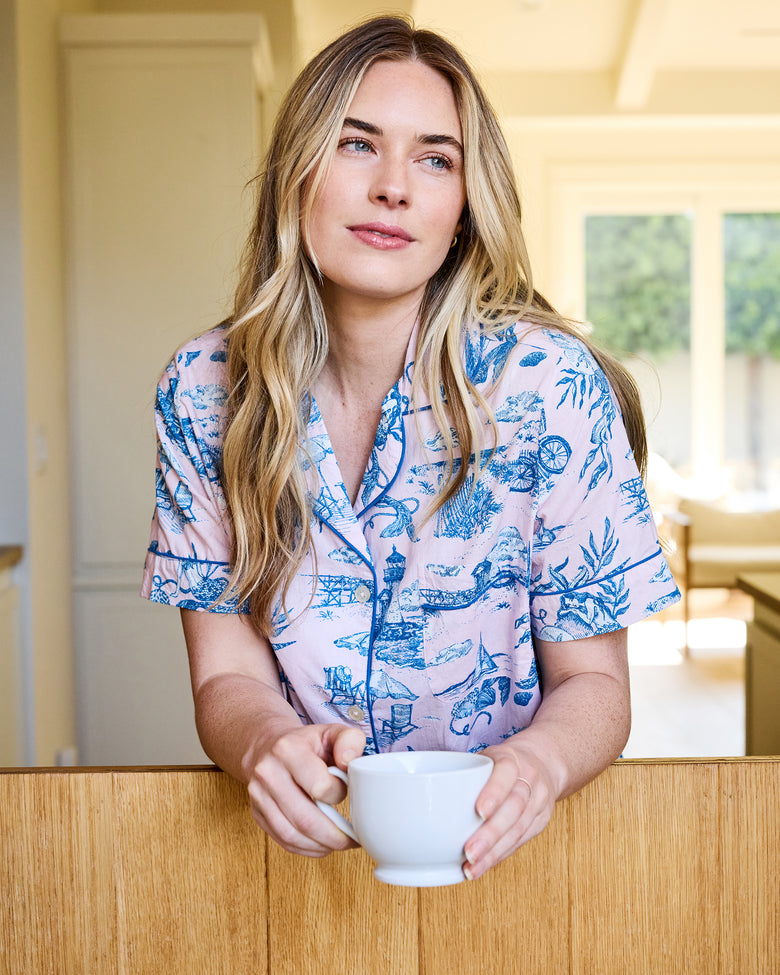 Mermaid Toile - Short PJ Set - Blush - Printfresh