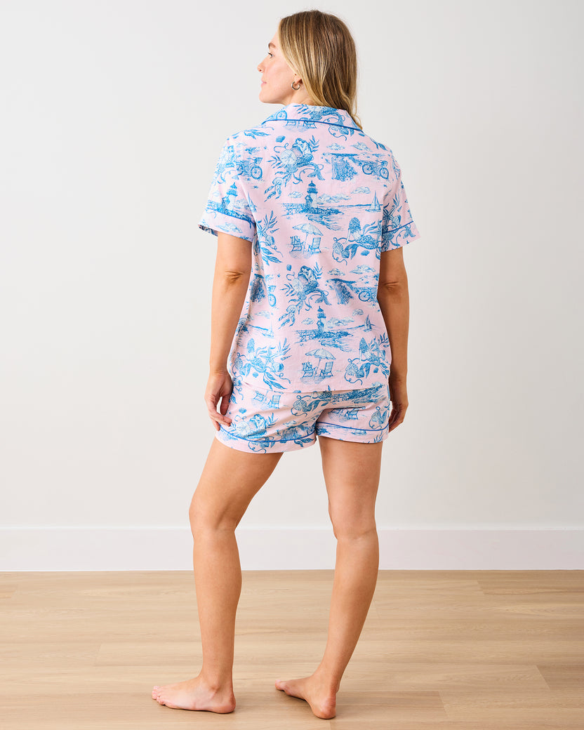 Mermaid Toile - Short PJ Set - Blush - Printfresh