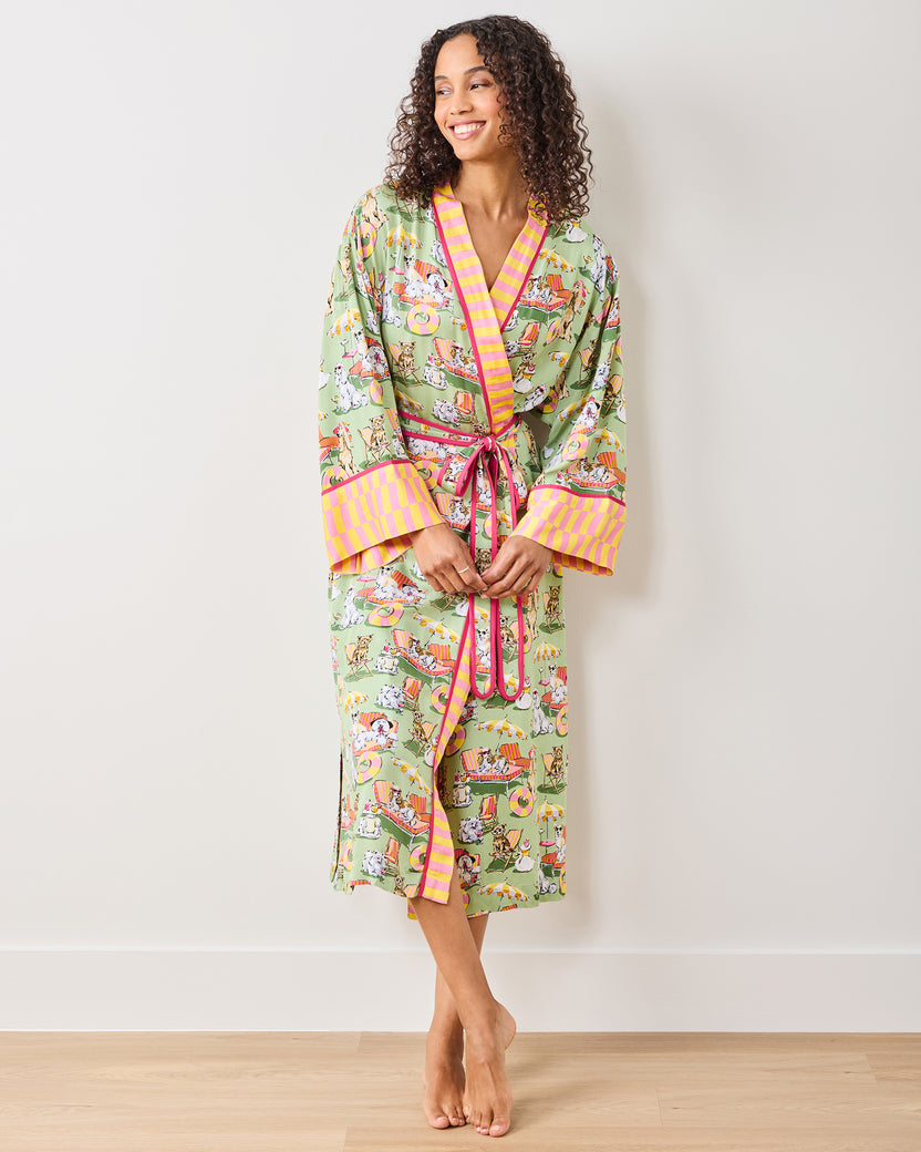 Palm Royale Pooches - Eco Satin Robe - Grasshopper - Printfresh