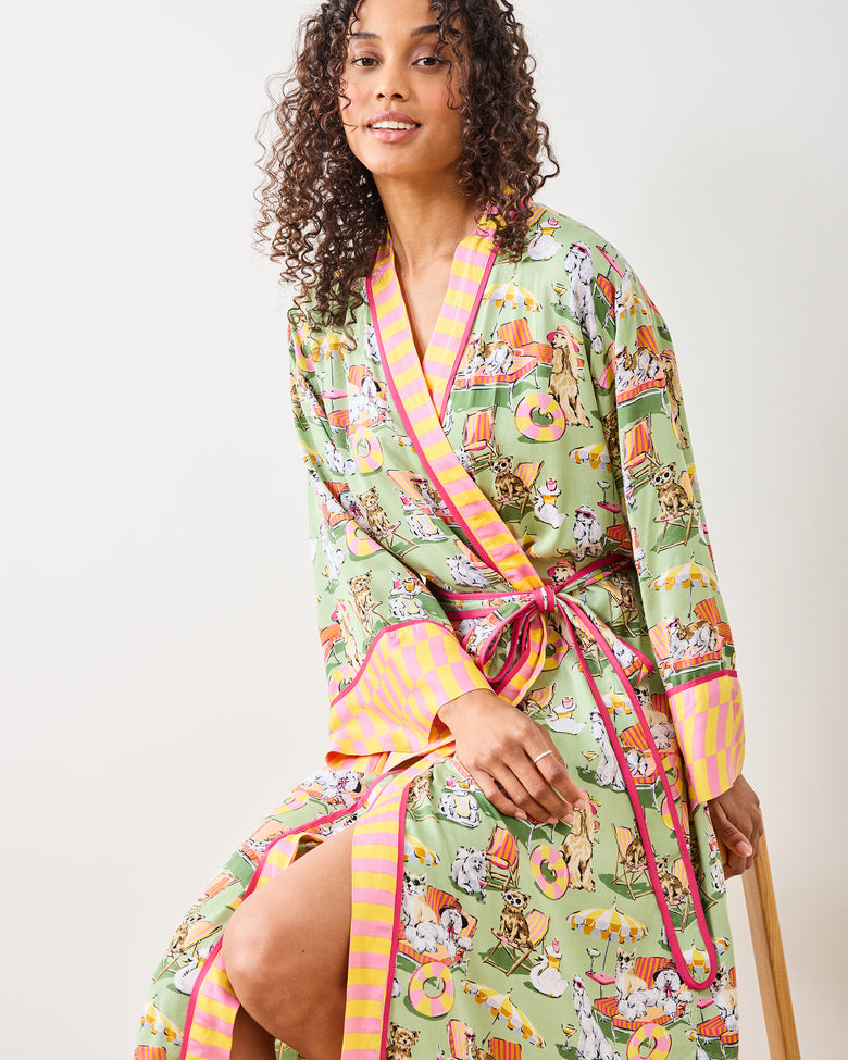 Palm Royale Pooches - Eco Satin Robe - Grasshopper - Printfresh