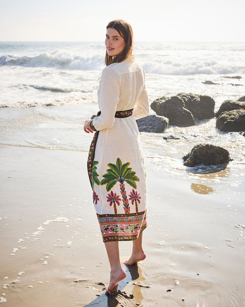 Playa Palms - Monaco Midi Dress - Off White - Printfresh