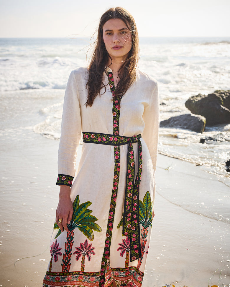 Playa Palms - Monaco Midi Dress - Off White - Printfresh