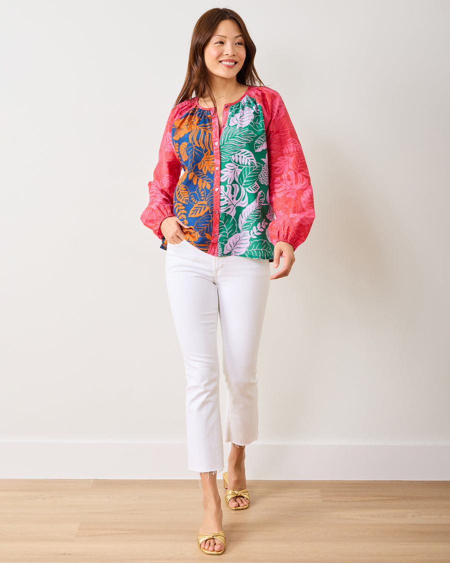 Toucan Treetop - Step Ashore Blouse - Multi Palms - Printfresh