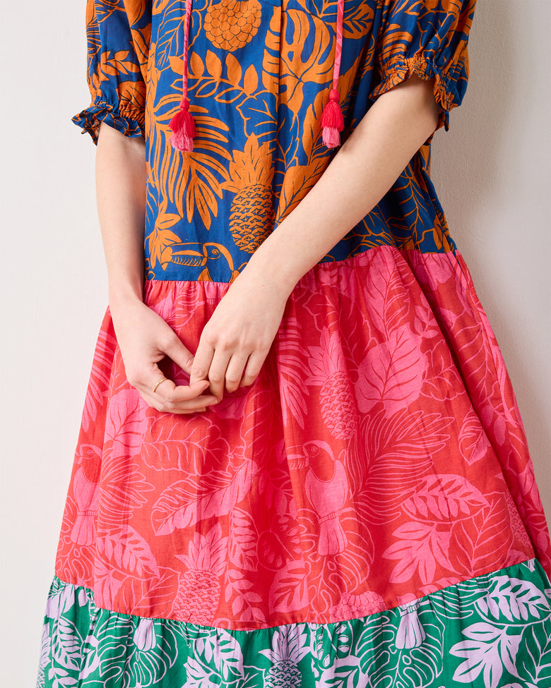 Toucan Treetop - Vibrant Voyage Dress - Multi Palms - Printfresh
