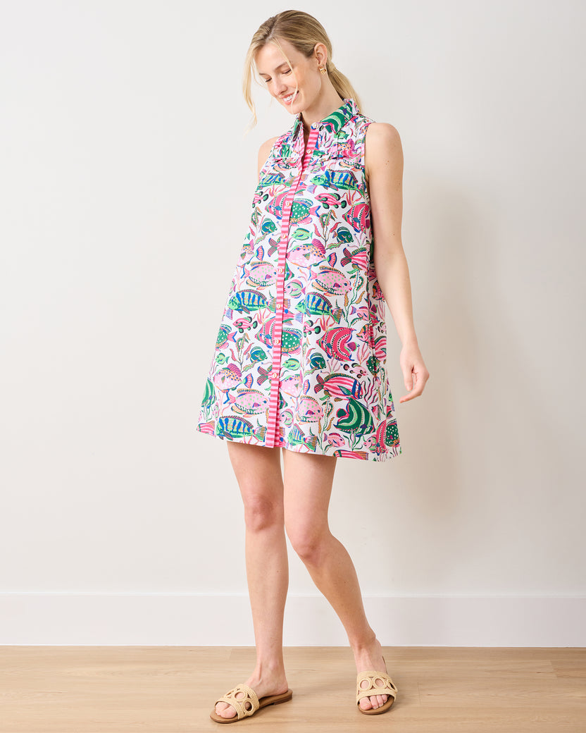 Tropical Fish - Peaceful Palms Dress - Cloud - Printfresh