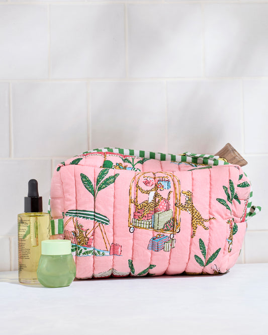Cabana Cats - Quilted Pouch - Peach Daiquiri - Printfresh