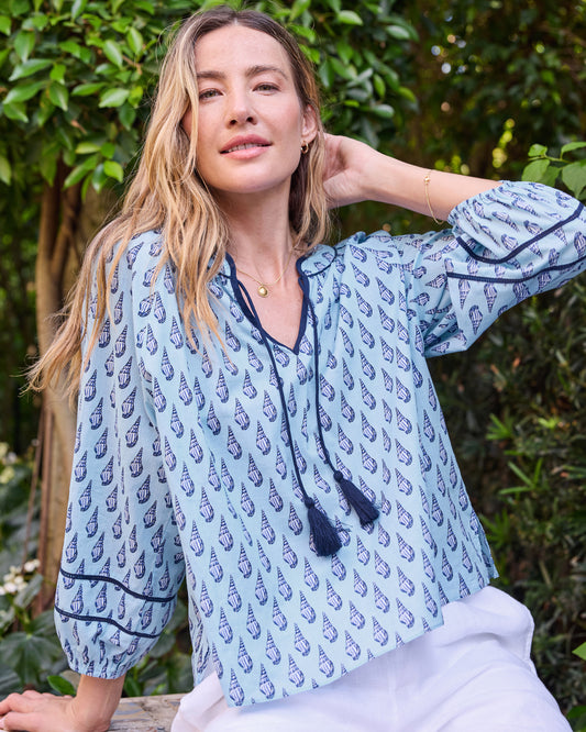 Conch Cascade - Kaia Blouse - Clear Waters - Printfresh