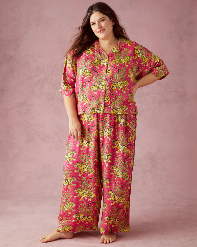 Camel's Courtyard & Bagheera - Eco Satin Wildest Dreams Set Bundle - Avocado/Hot Pink - Printfresh