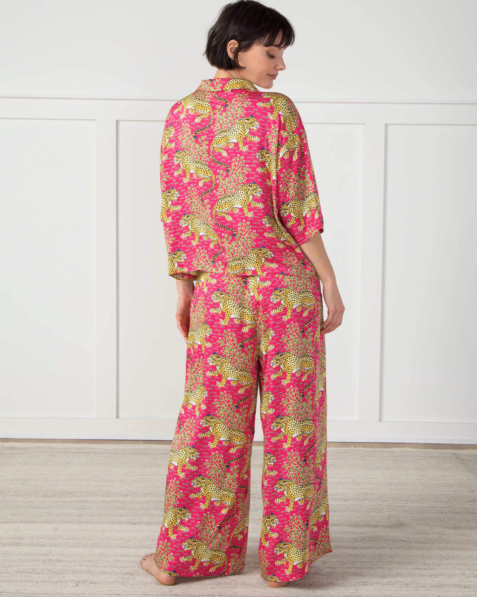 Bagheera - Satin Wildest Dreams Pajama Set - Hot Pink - Printfresh