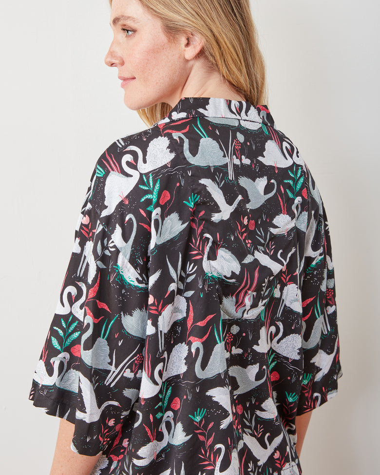 Enchanted Swans - Eco Satin Wildest Dreams Set - Starless Sky - Printfresh