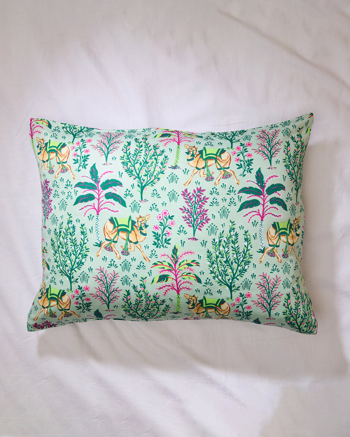 Camel's Courtyard - Eco Satin Pillowcase - Avocado - Printfresh