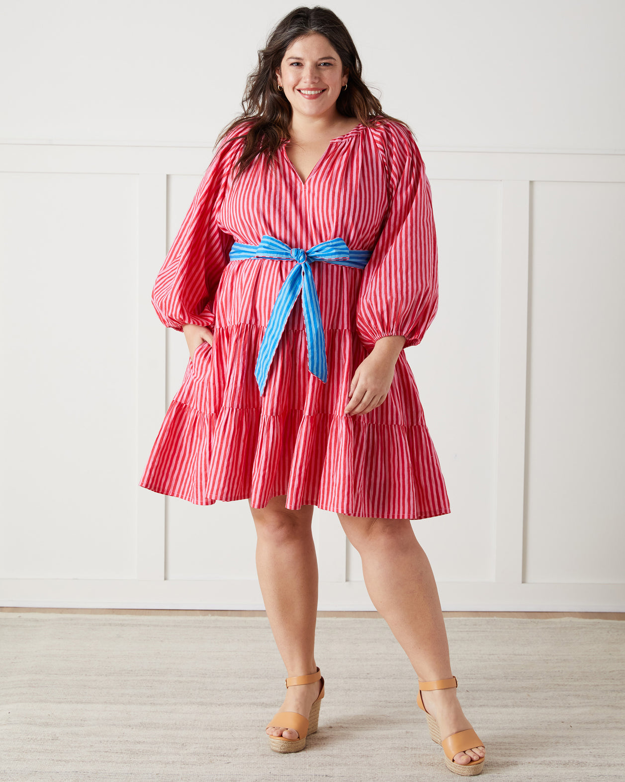 Seaside Stripes - Dockside Date Dress - Peach Cobbler - Printfresh