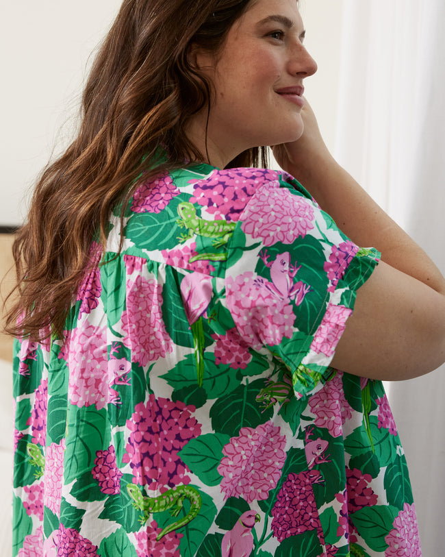 Secret Garden - Pintuck Nightgown - Pink Hydrangea - Printfresh