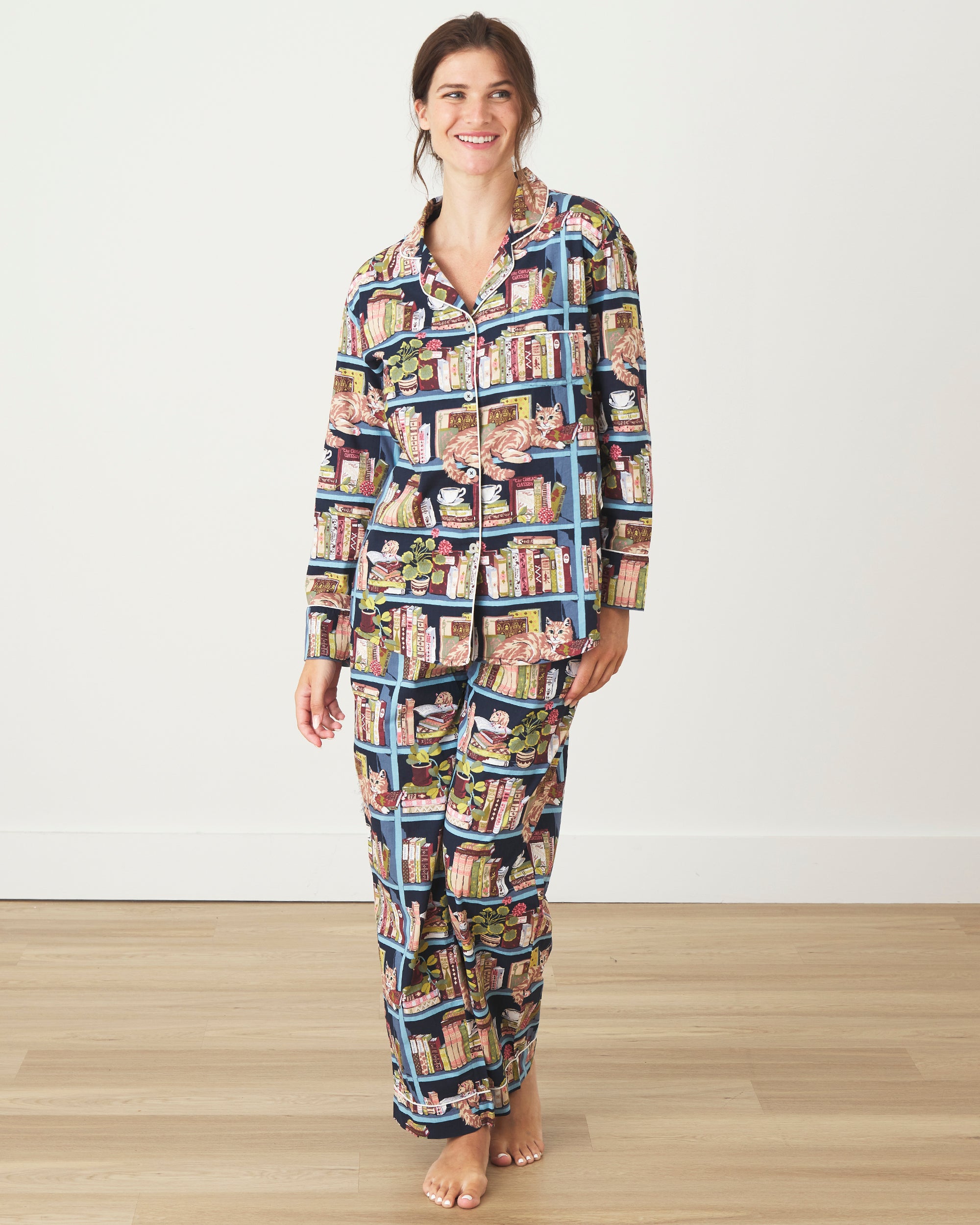 Secret Library - Long PJ Set - Hideaway Blue - Printfresh