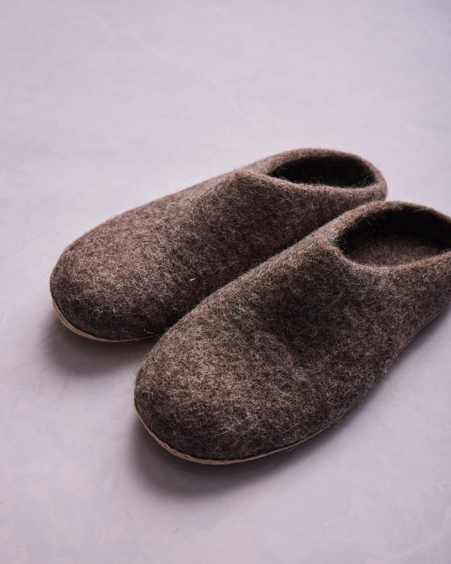 Earth Brown - Organic Merino Wool Slippers - Printfresh