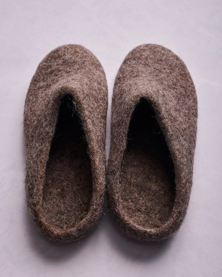 Earth Brown - Organic Merino Wool Slippers - Printfresh